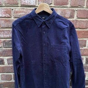 Uniqlo Men Corduroy Work Long-Sleeve Shirt Navy - S